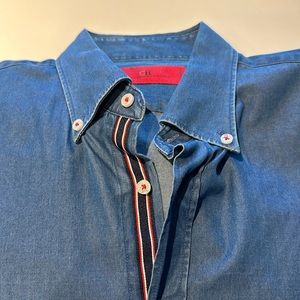 Carolina Herrera Men’s Long Sleeve Denim Shirt with Ribbon